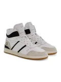 Sneakers D.A.T.E. SPORT HIGH CLASS WHITE-BLACK in pelle e camoscio bianco e nero