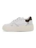 Sneakers D.A.T.E. STEP POP in pelle e laminato bianco e leopardato