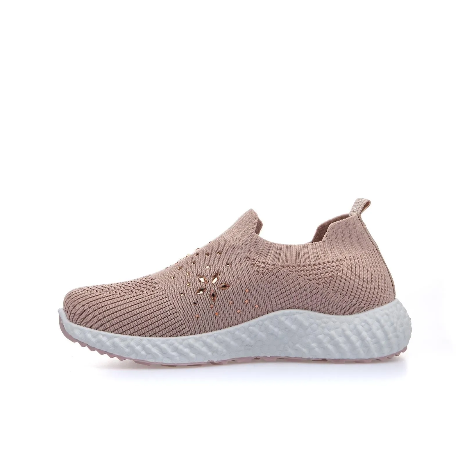 Sneakers junior modello slip-on rosa con strass
