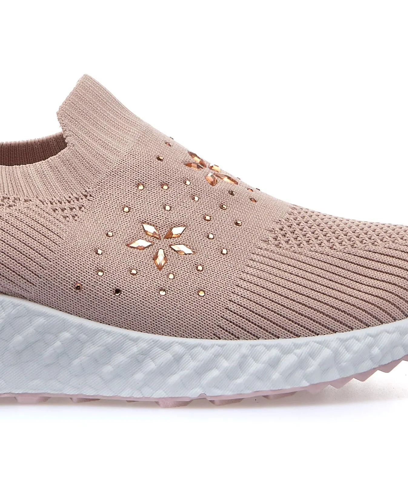 Sneakers junior modello slip-on rosa con strass