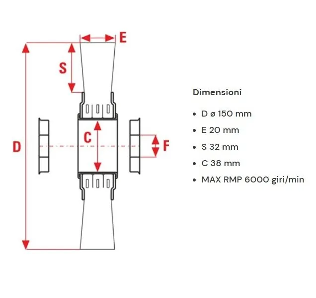 Spazzola circolare in acciaio ondulato per mola da banco ø 150x20 mm