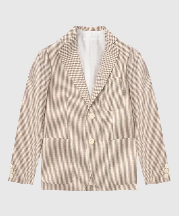 Stefano Ricci Blazer in seta a quadri per bambini Y1SM376900K903JACK