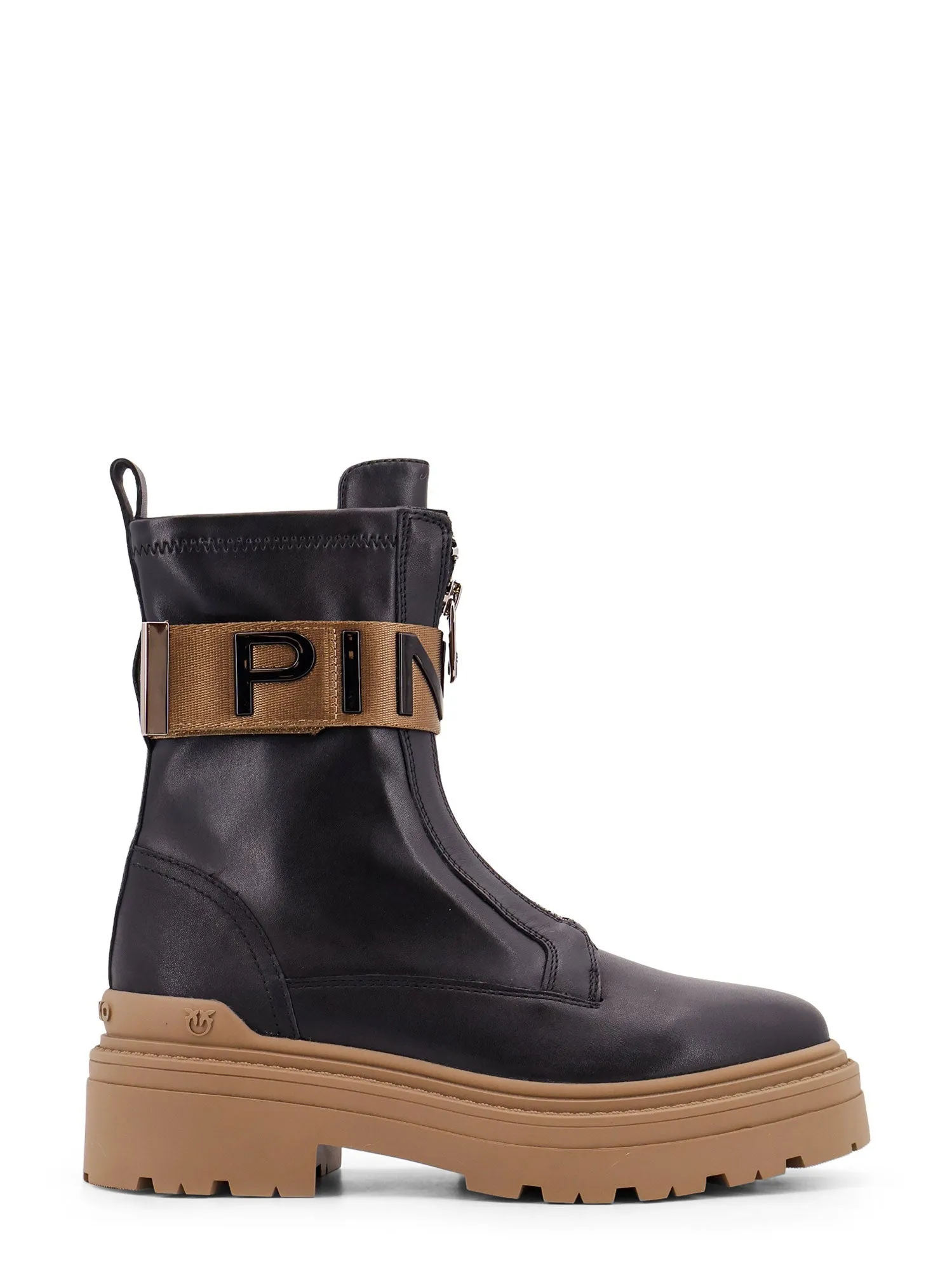 Stivaletto con zip e nastro logato