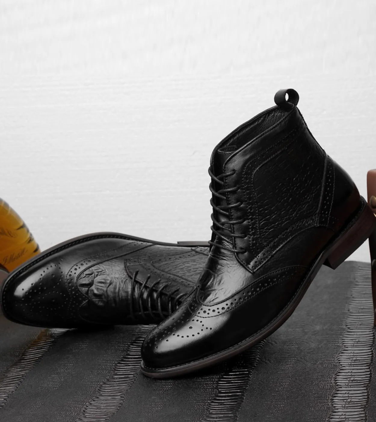 Stivali casual da uomo in vera pelle di marca di lusso Scarpe brogue di alta qualità Stivaletti da lavoro Design Stivali da uomo
