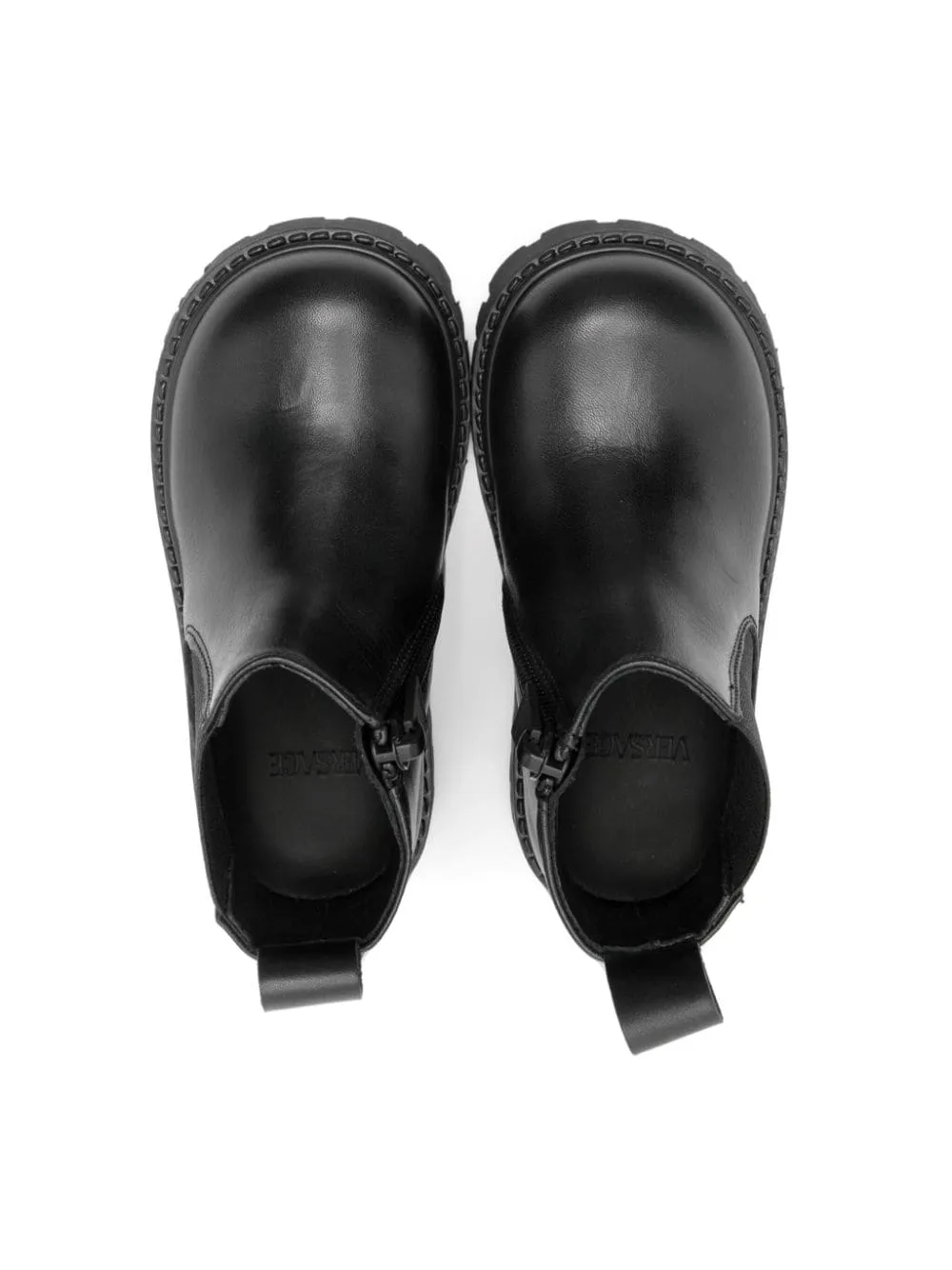 Stivali Chelsea con placca Medusa per bambina Versace Kids neri con punta tonda