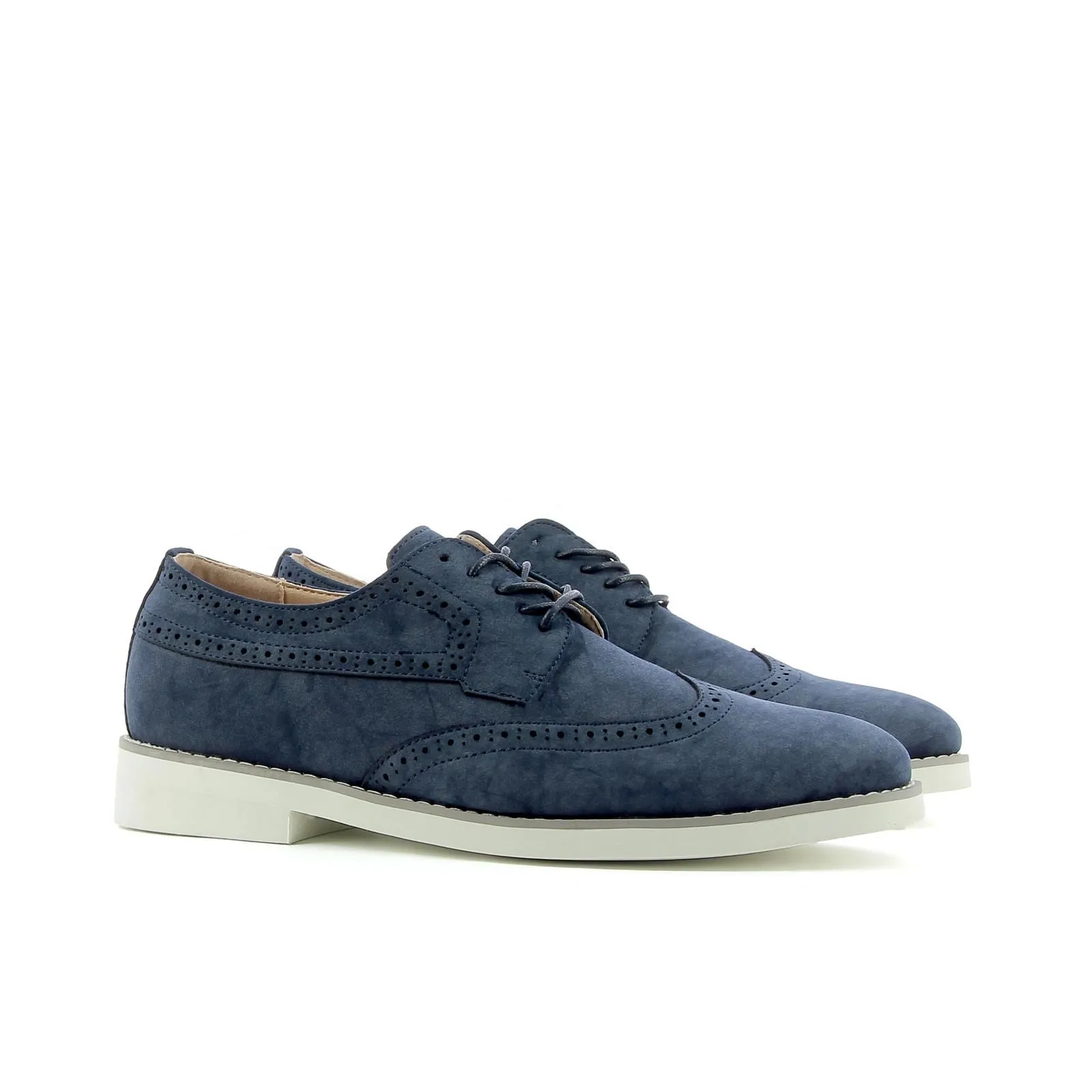 Stringate blu con lacci e cuciture