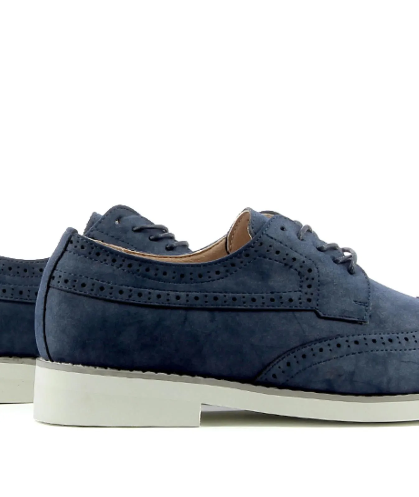 Stringate blu con lacci e cuciture