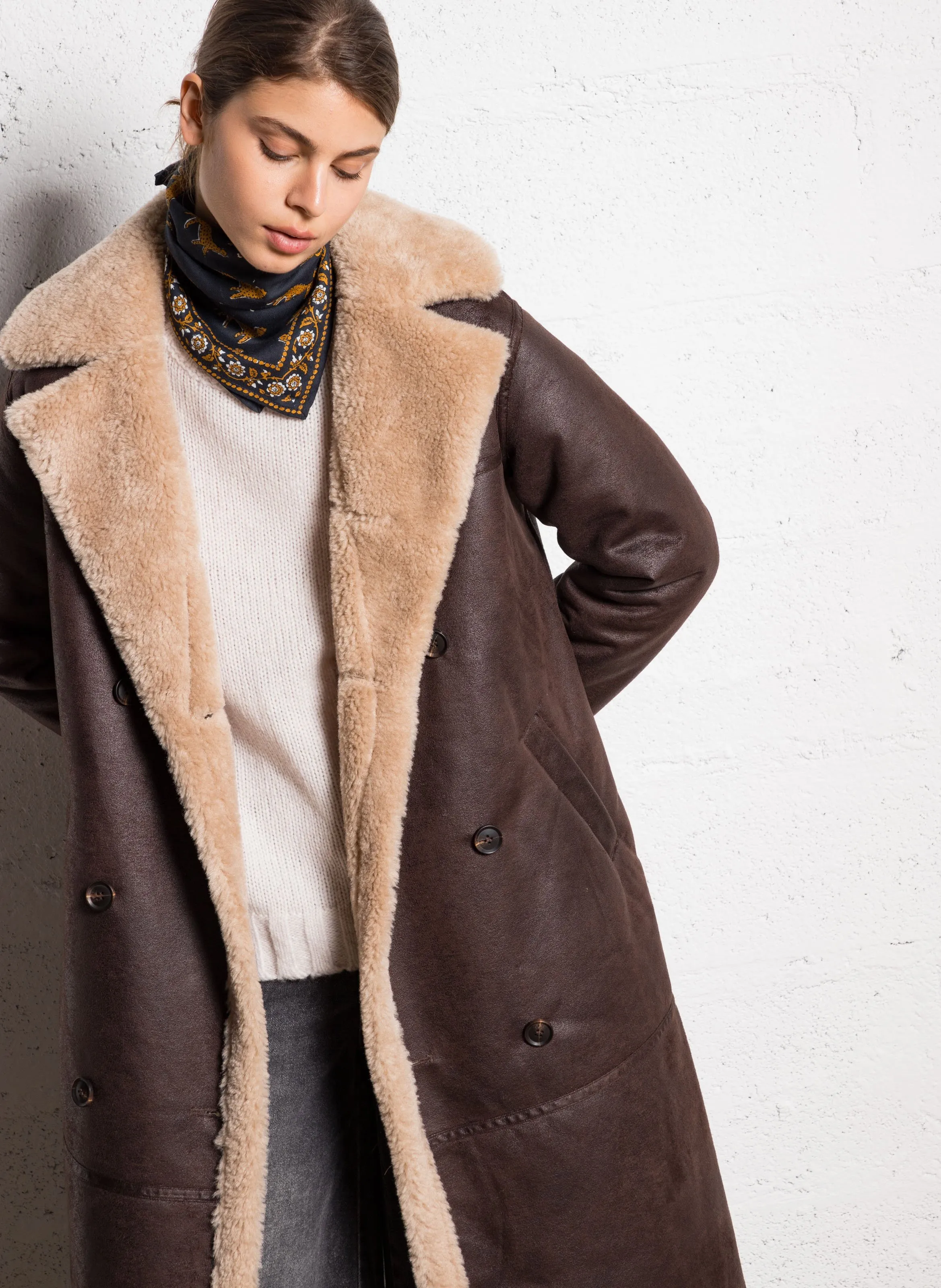  SUD EXPRESS   MANATHAN - Cappotto in due materiali | Marrone