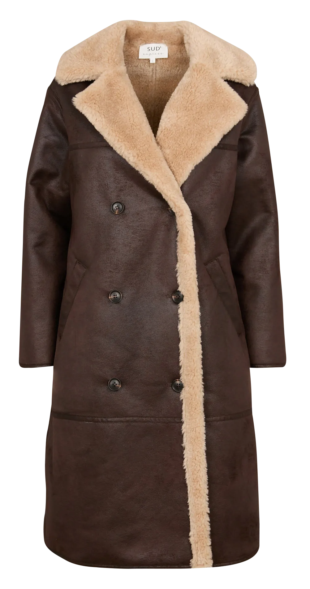  SUD EXPRESS   MANATHAN - Cappotto in due materiali | Marrone