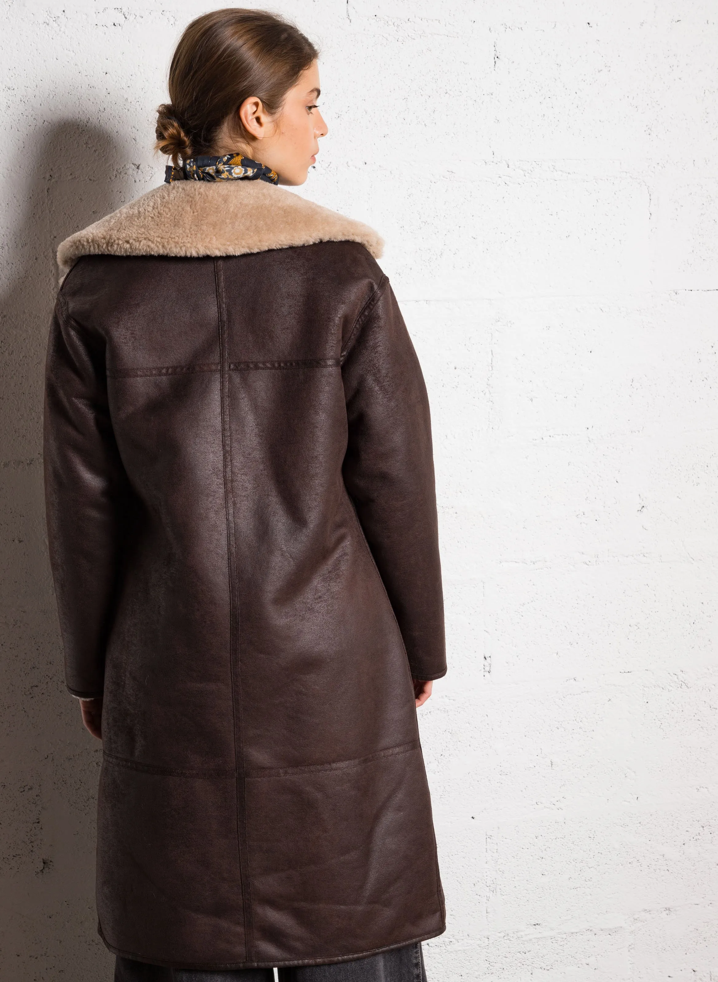  SUD EXPRESS   MANATHAN - Cappotto in due materiali | Marrone