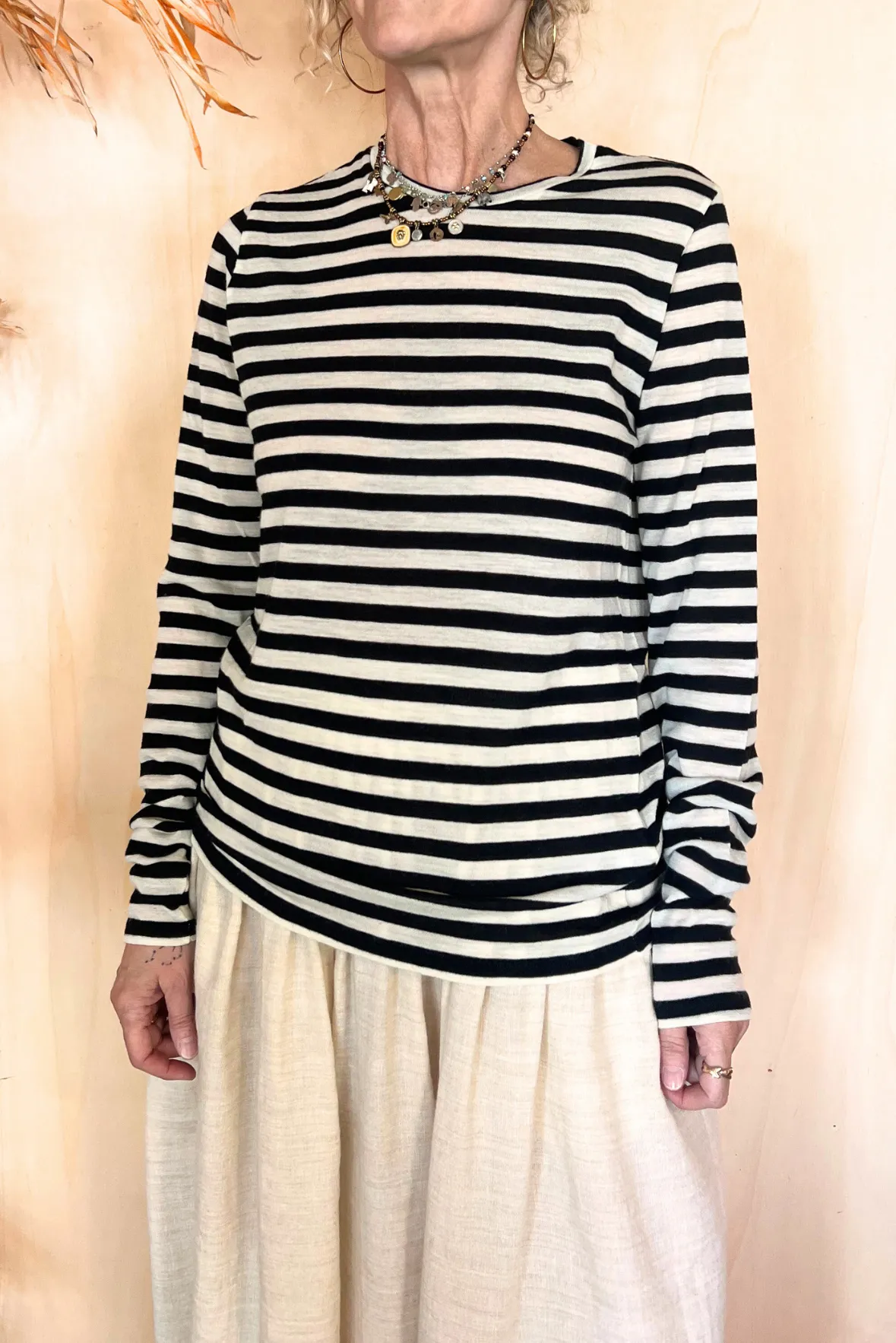 T-shirt a righe misto lana