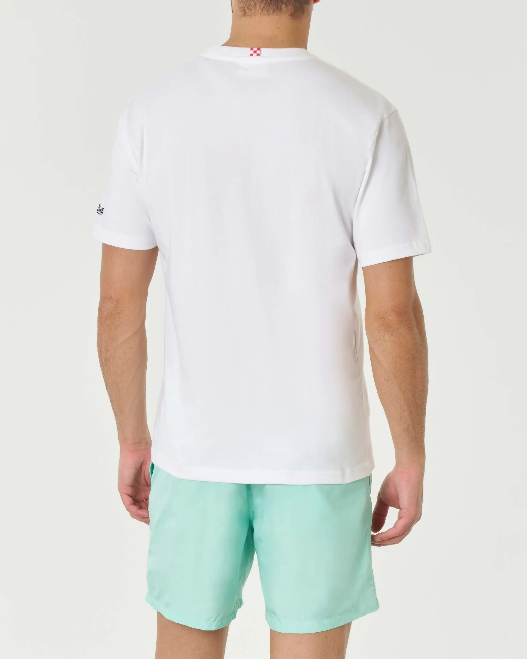 T-shirt bianca mezza manica in cotone con stampa grafica Aperol spritz