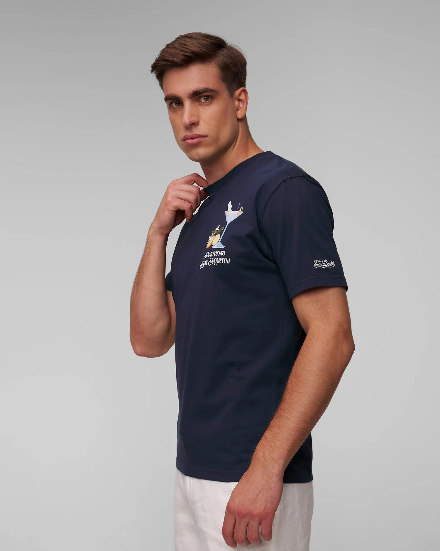T-shirt blu scuro da uomo MC2 Saint Barth TSHM001-04264f