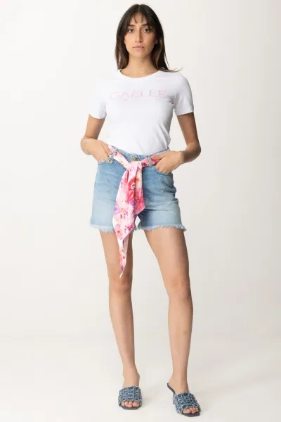 T-shirt con logo di perline Bianco