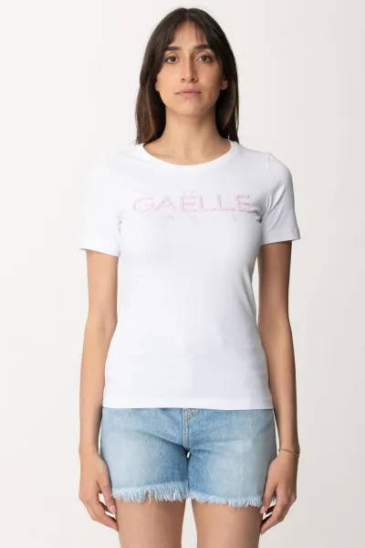 T-shirt con logo di perline Bianco