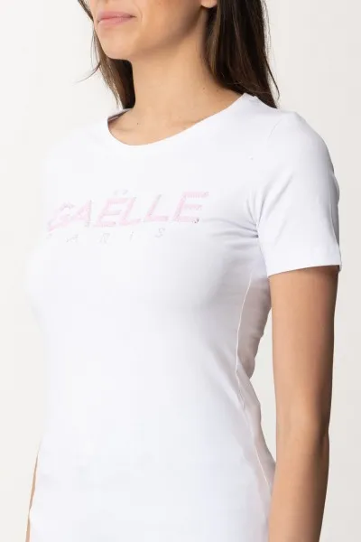 T-shirt con logo di perline Bianco