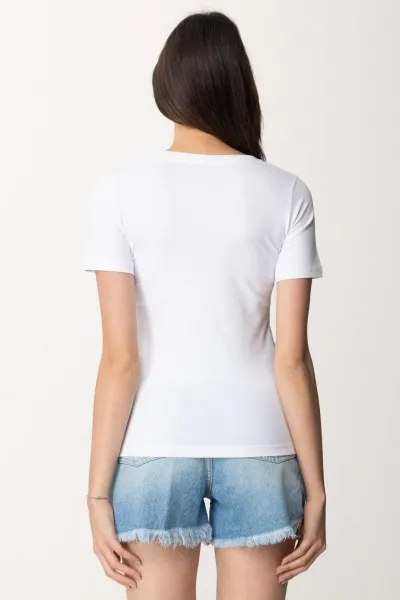 T-shirt con logo di perline Bianco