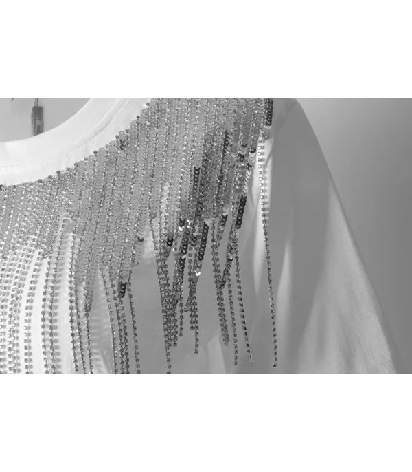 T-shirt sequin fringe