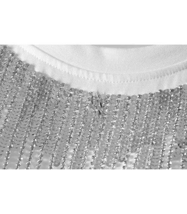 T-shirt sequin fringe