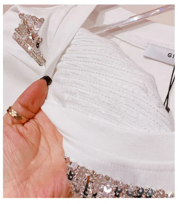 T-shirt sequin fringe
