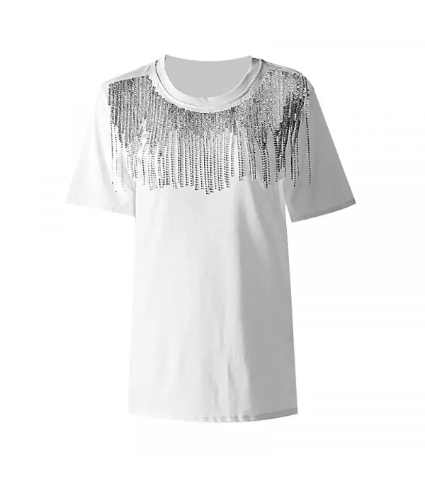 T-shirt sequin fringe