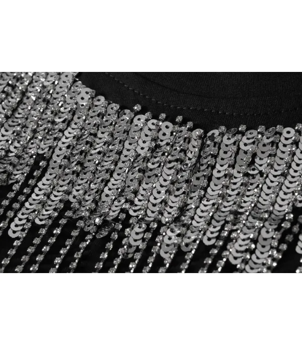 T-shirt sequin fringe