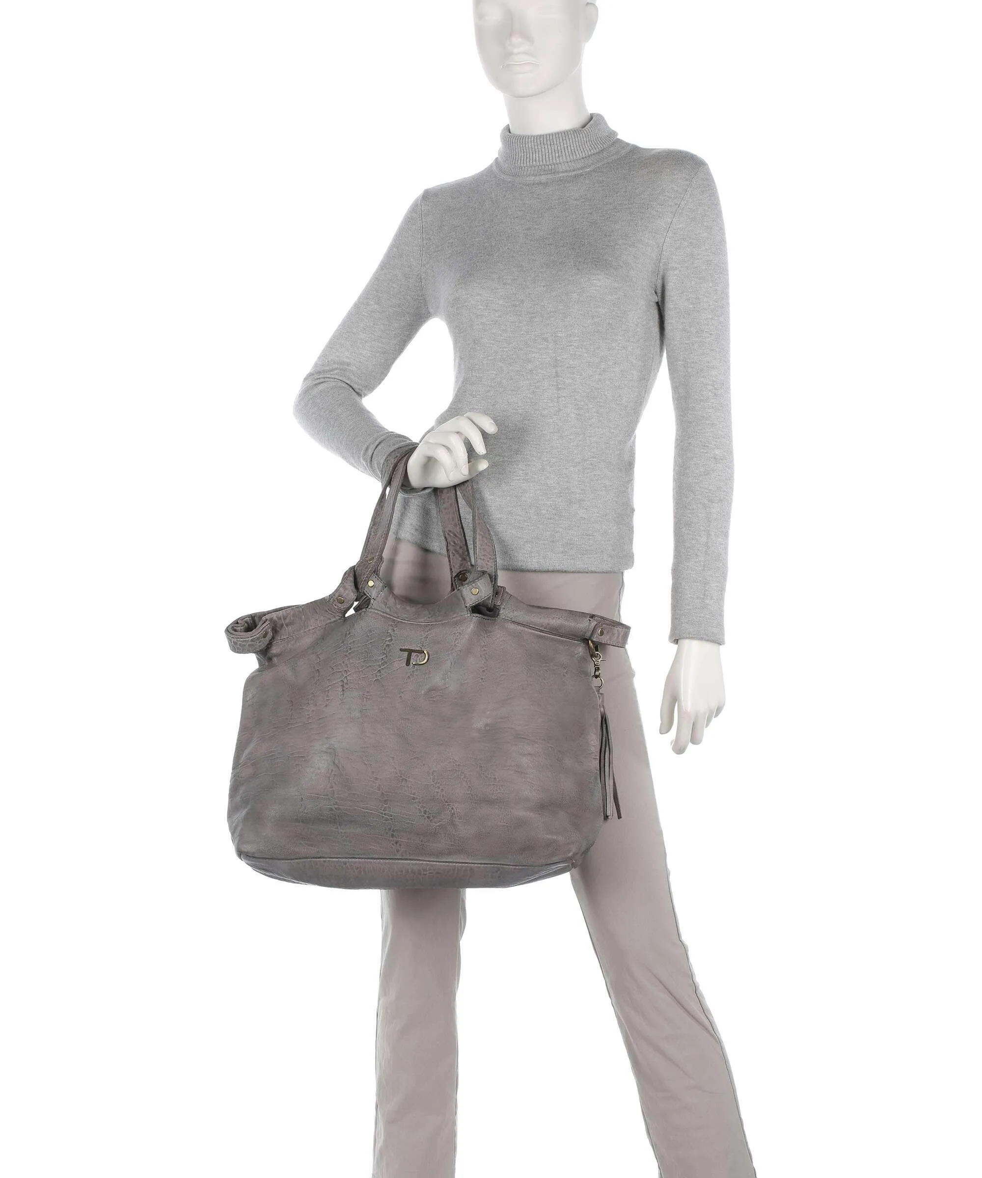  Taschendieb Wien Taborstraße 6 Borsa shopper pelle di vacchetta grana grigio  
