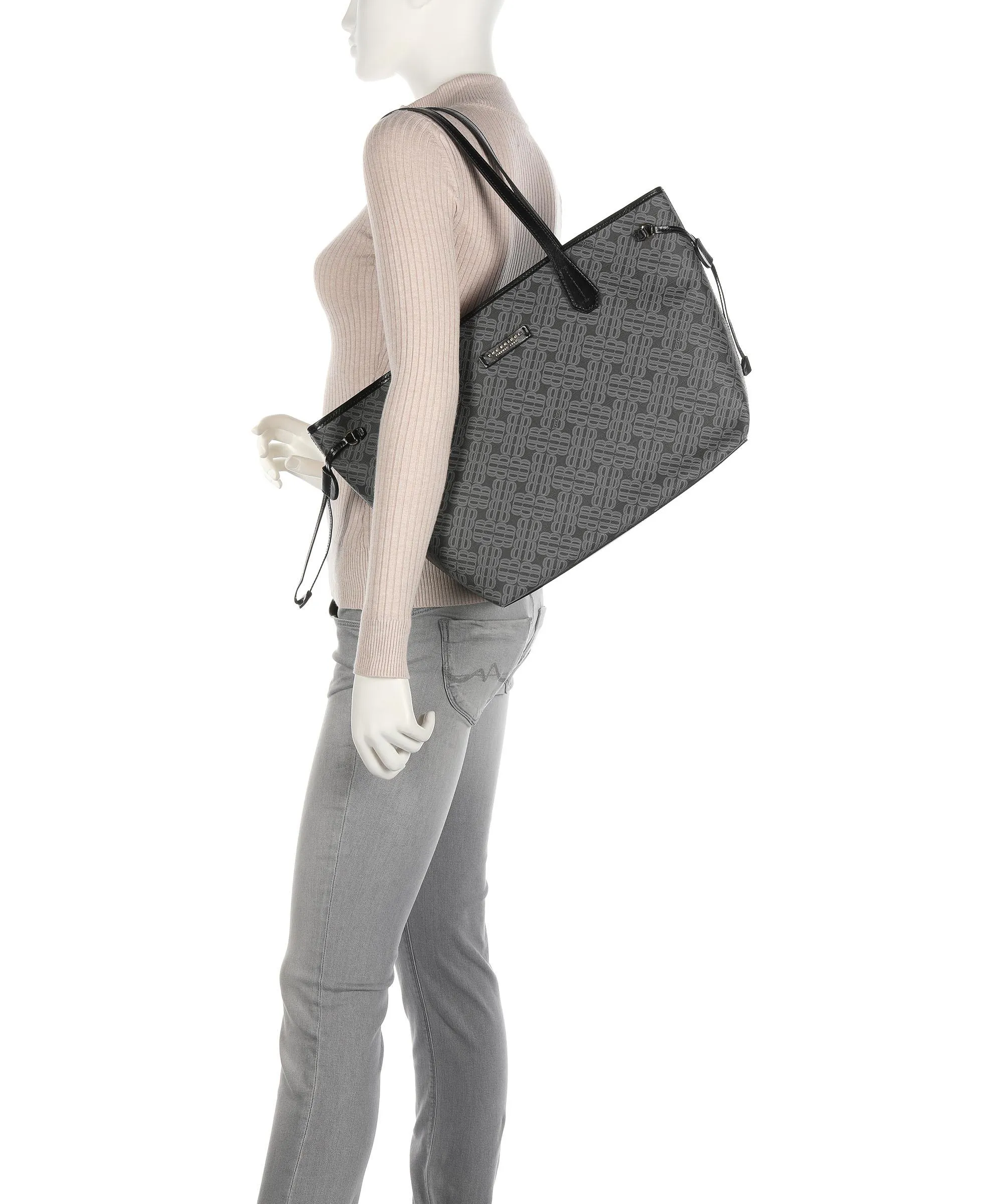  The Bridge Anna Borsa shopper pelle sintetica grigio/nero  