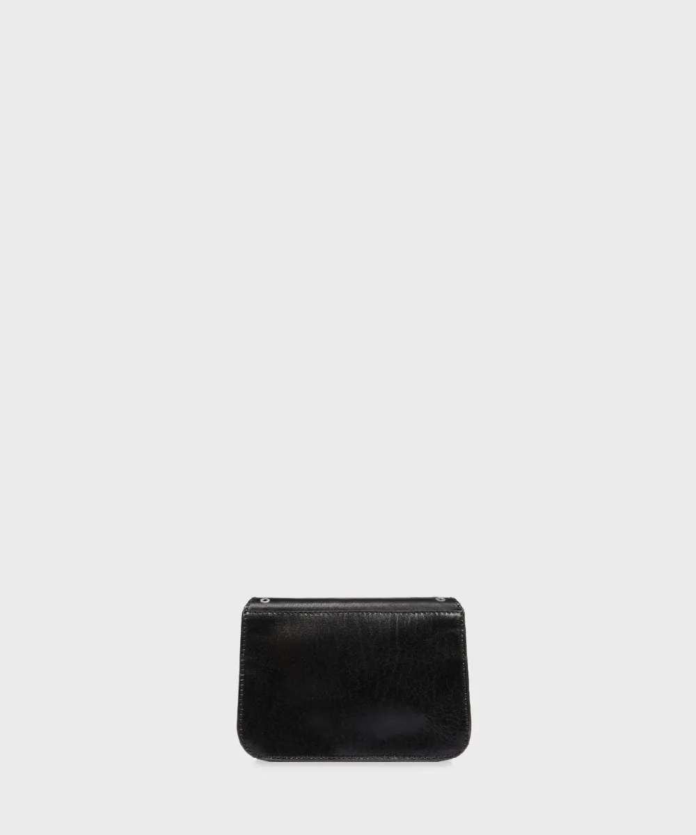 The Bridge Lucrezia Wow borsa a tracolla con patta e borchie, pelle cuoio nero