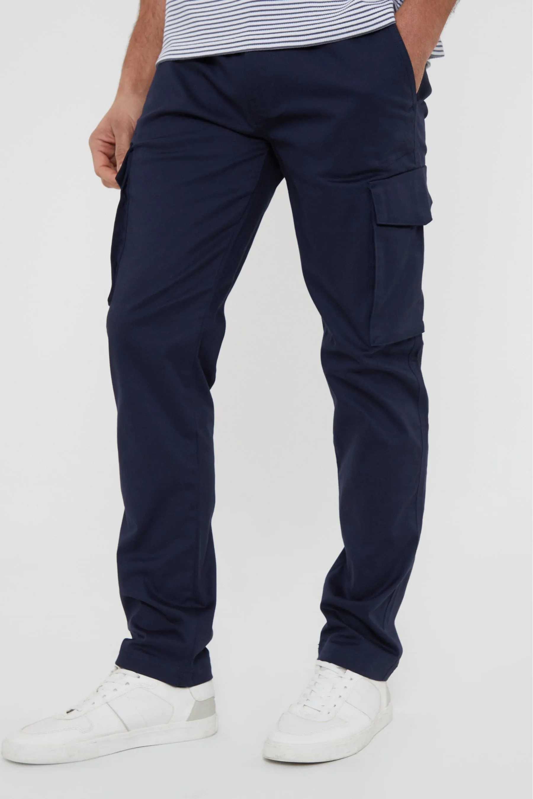 Threadbare - Pantaloni chino elasticizzati con tasca cargo in cotone