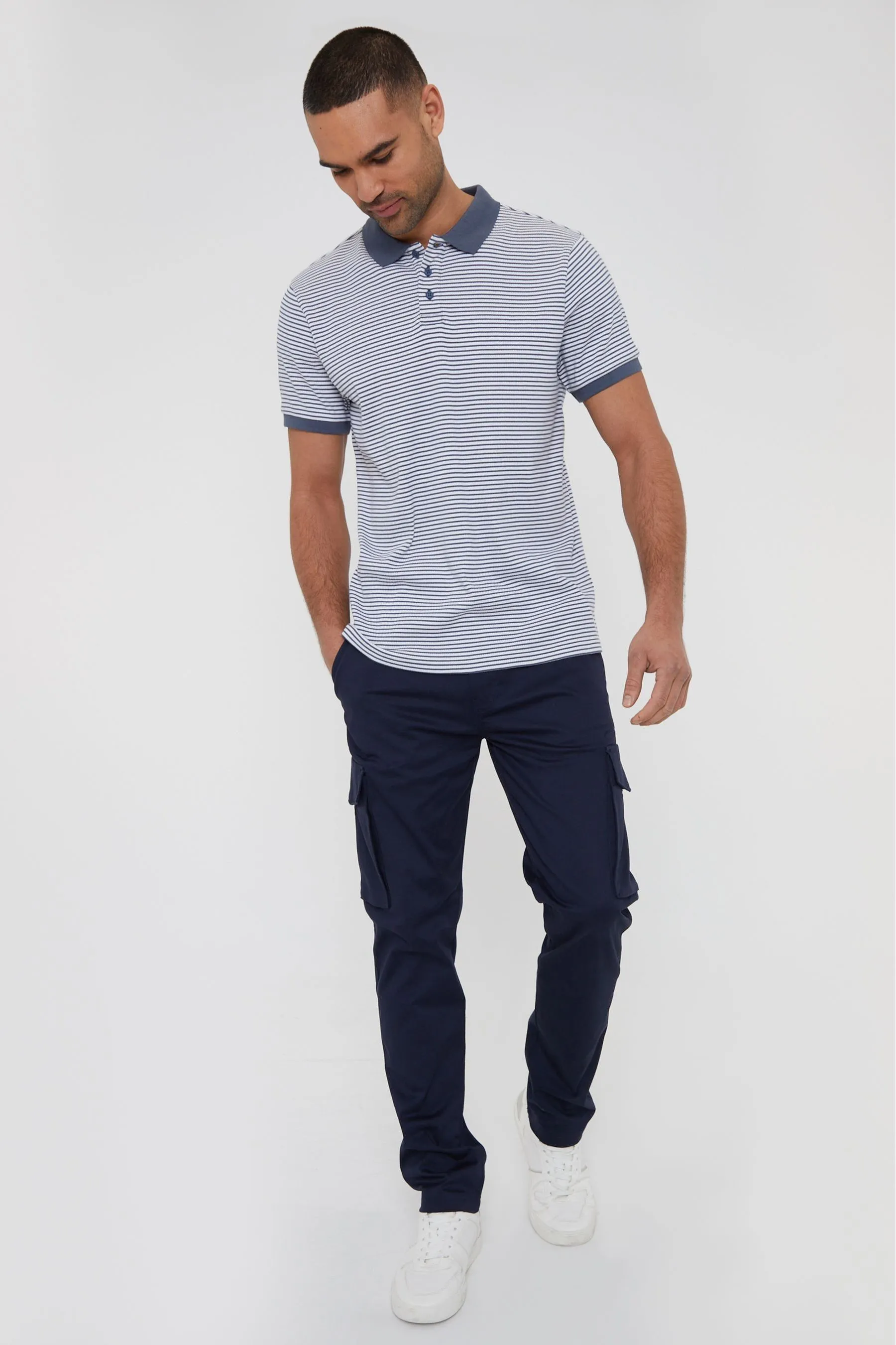 Threadbare - Pantaloni chino elasticizzati con tasca cargo in cotone