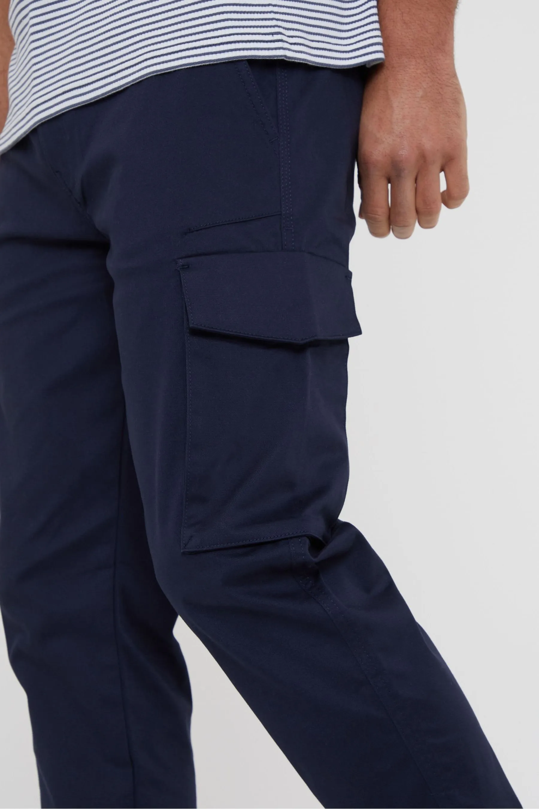 Threadbare - Pantaloni chino elasticizzati con tasca cargo in cotone