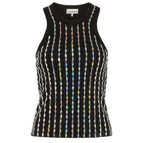 Top Ganni nero con perline