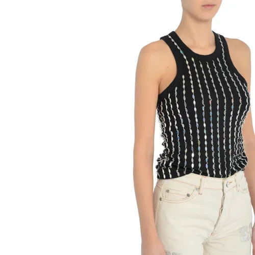Top Ganni nero con perline