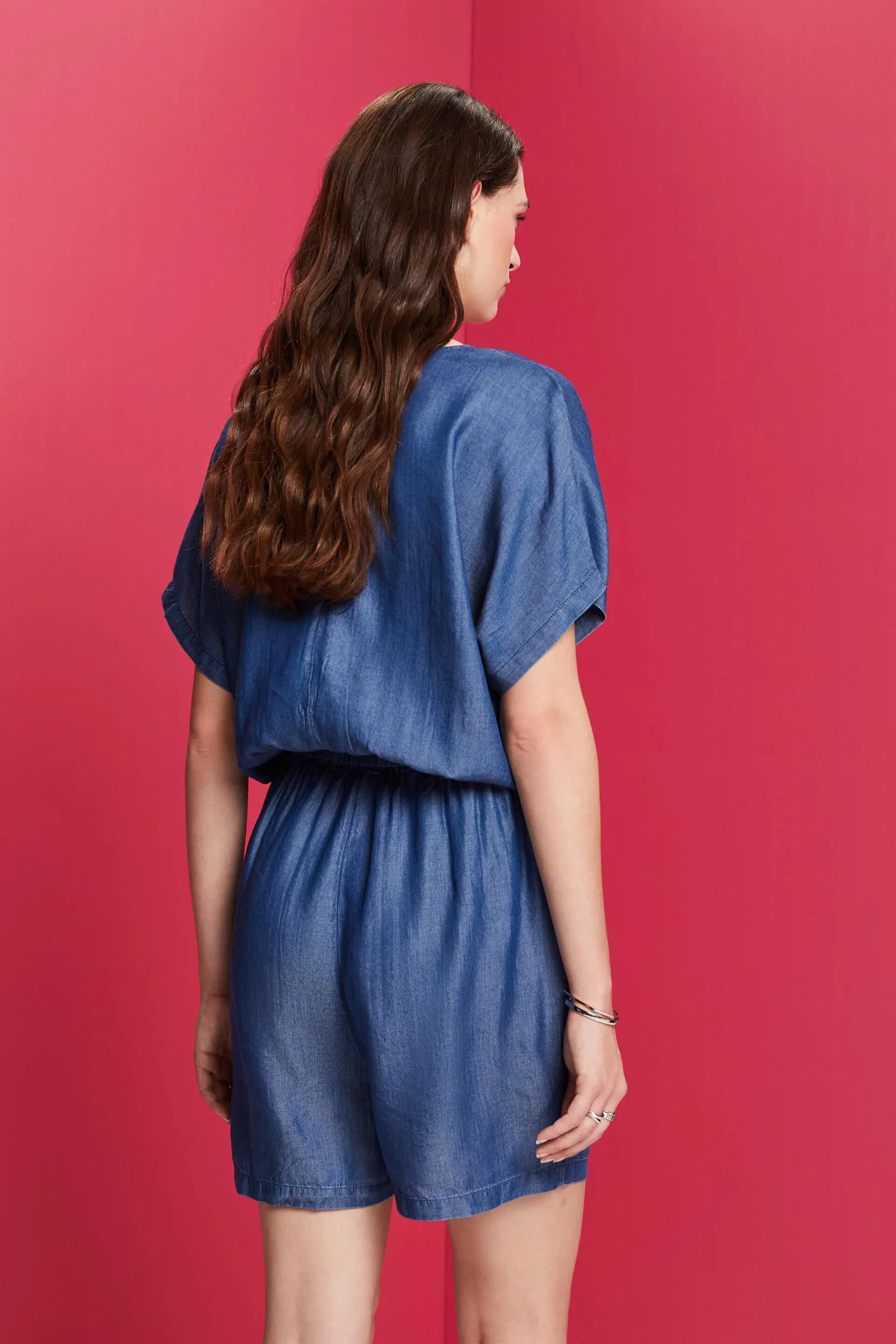 Tuta corta in look jeans, TENCEL™