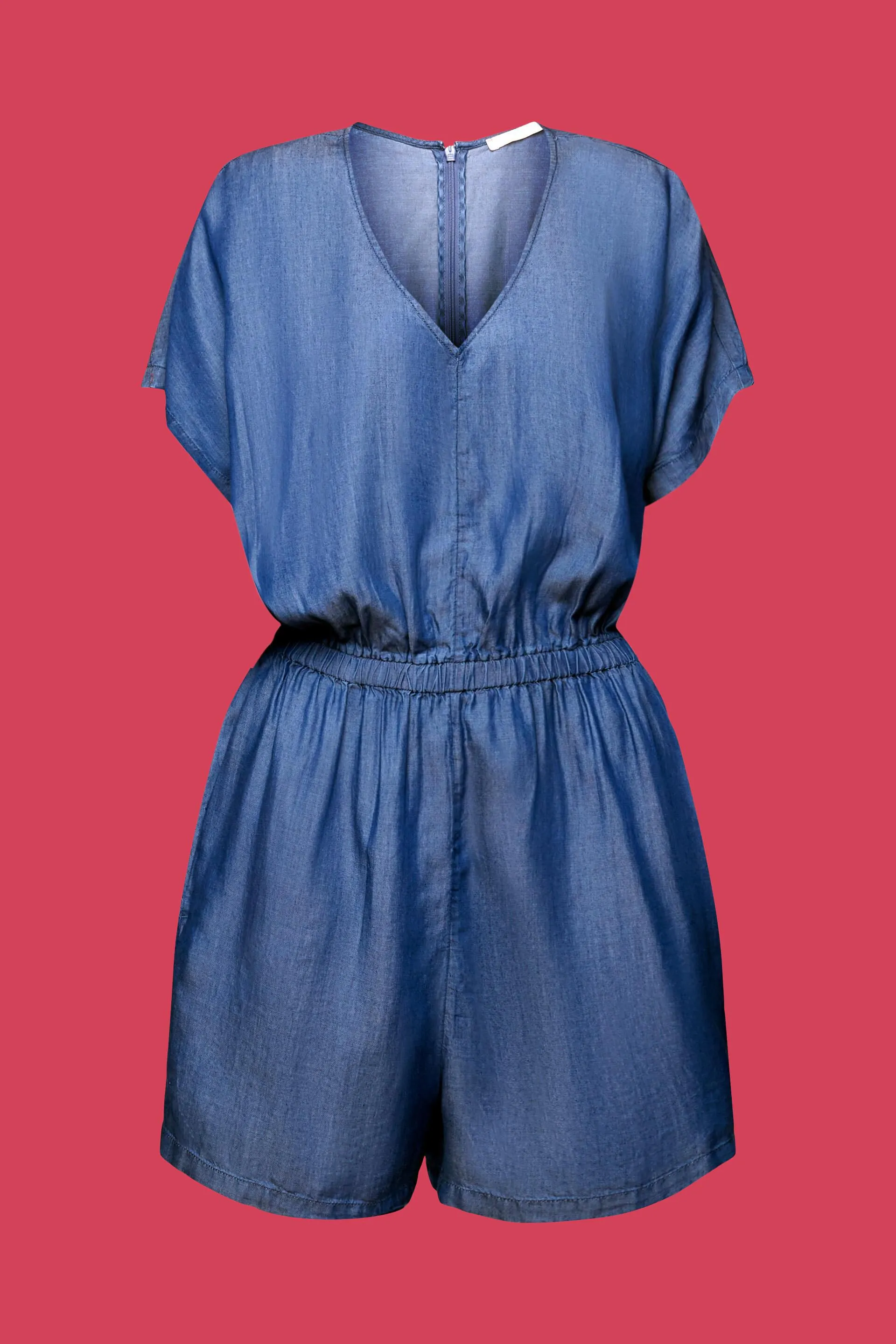Tuta corta in look jeans, TENCEL™