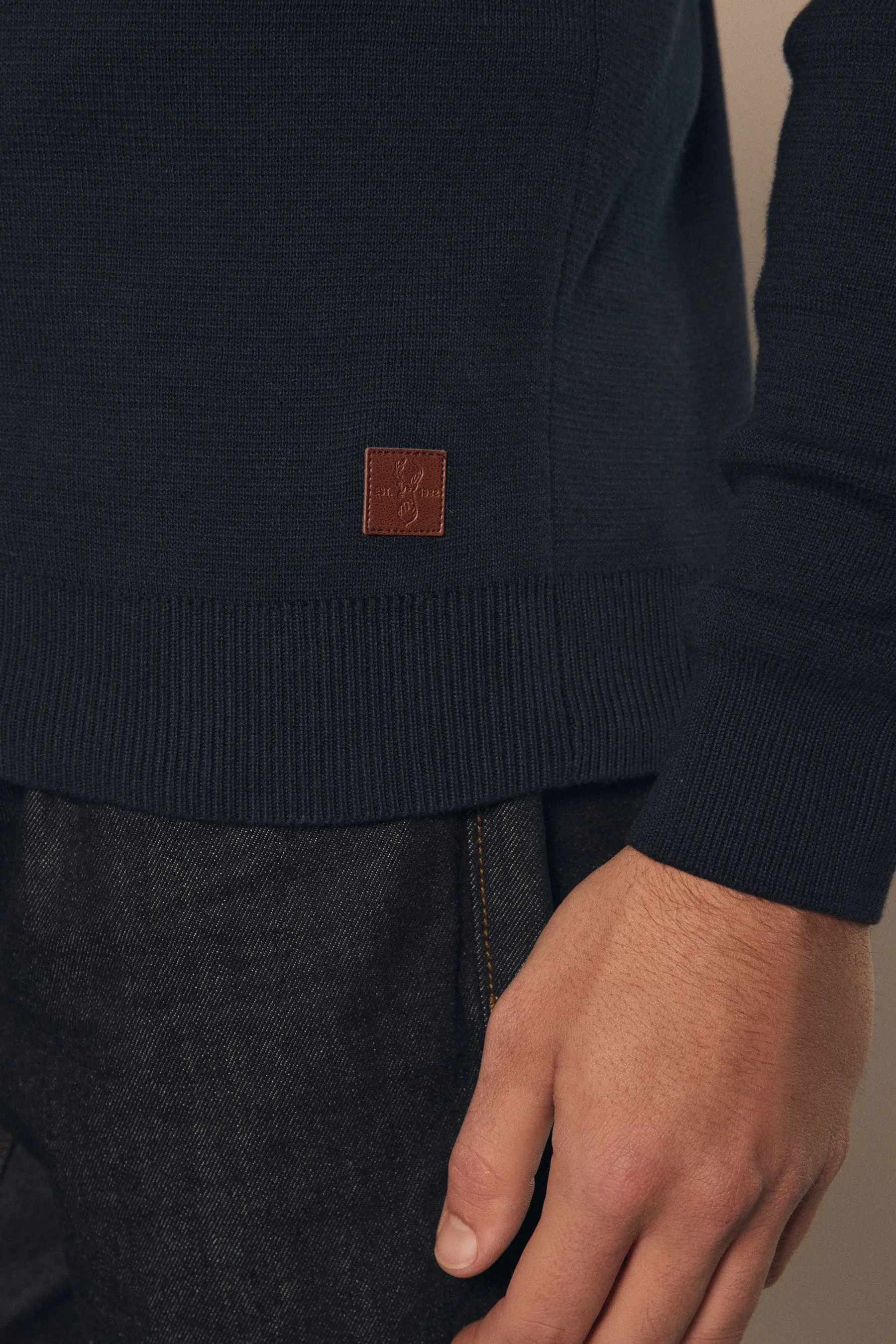 Vestibilità regolare 100% Cotton Premium Zip Neck Maglione    