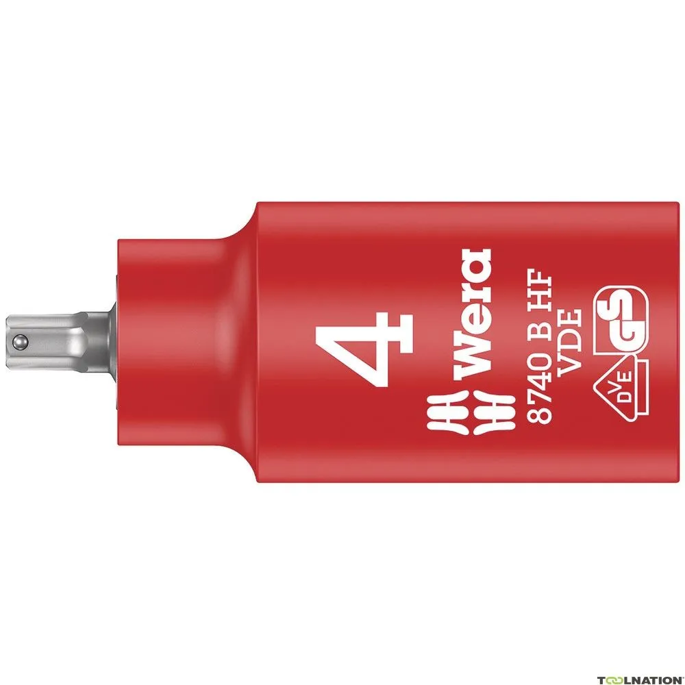 Wera 05004900001 8740 B VDE HF Presa esagonale Zyklop Bit cap, isolata, con attacco da 3/8", con funzione di tenuta, 4 x 55