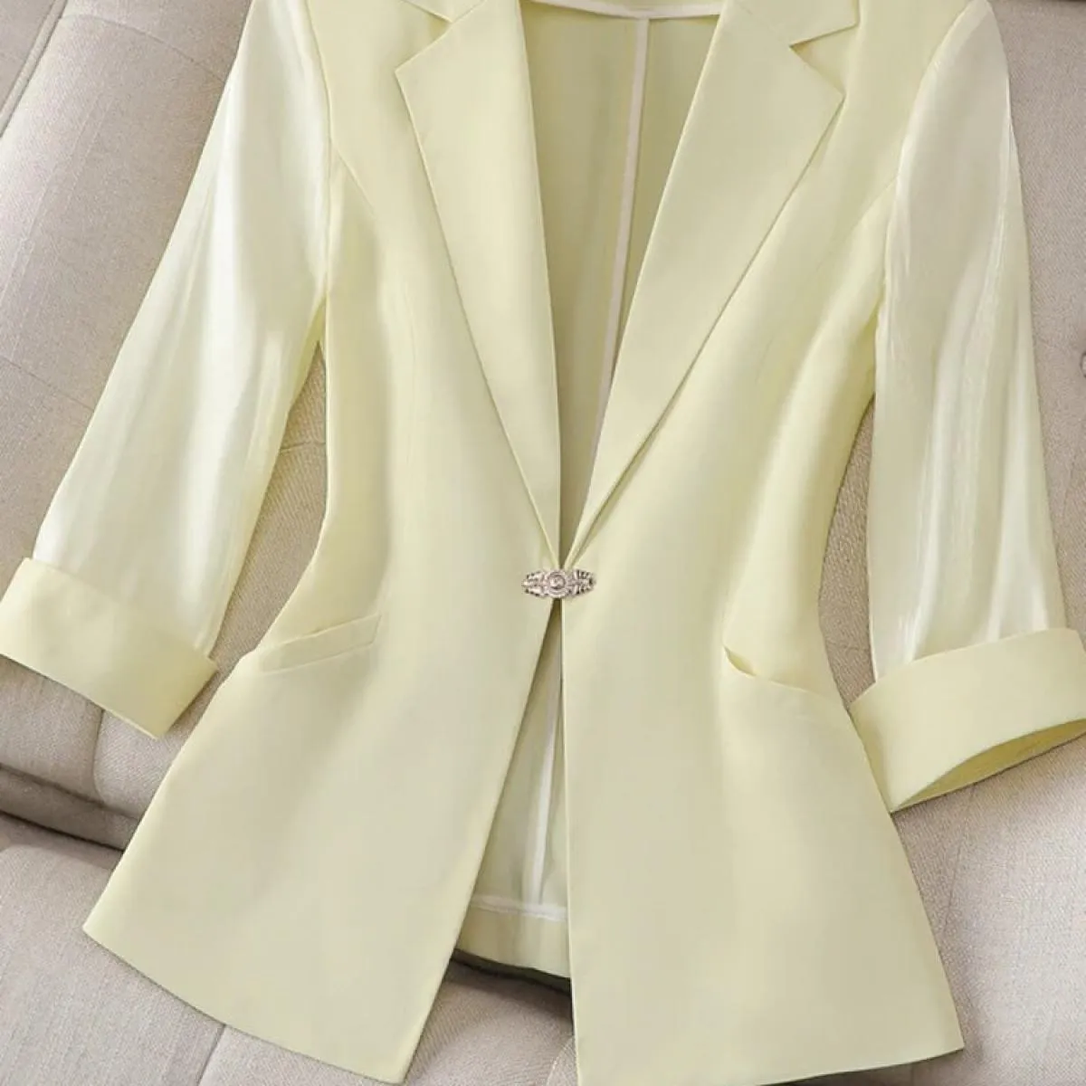Xfpv Giacca da donna con temperamento casual con maniche a tre quarti patchwork di alta qualità Moda Nuova marea Autunno 2023 S