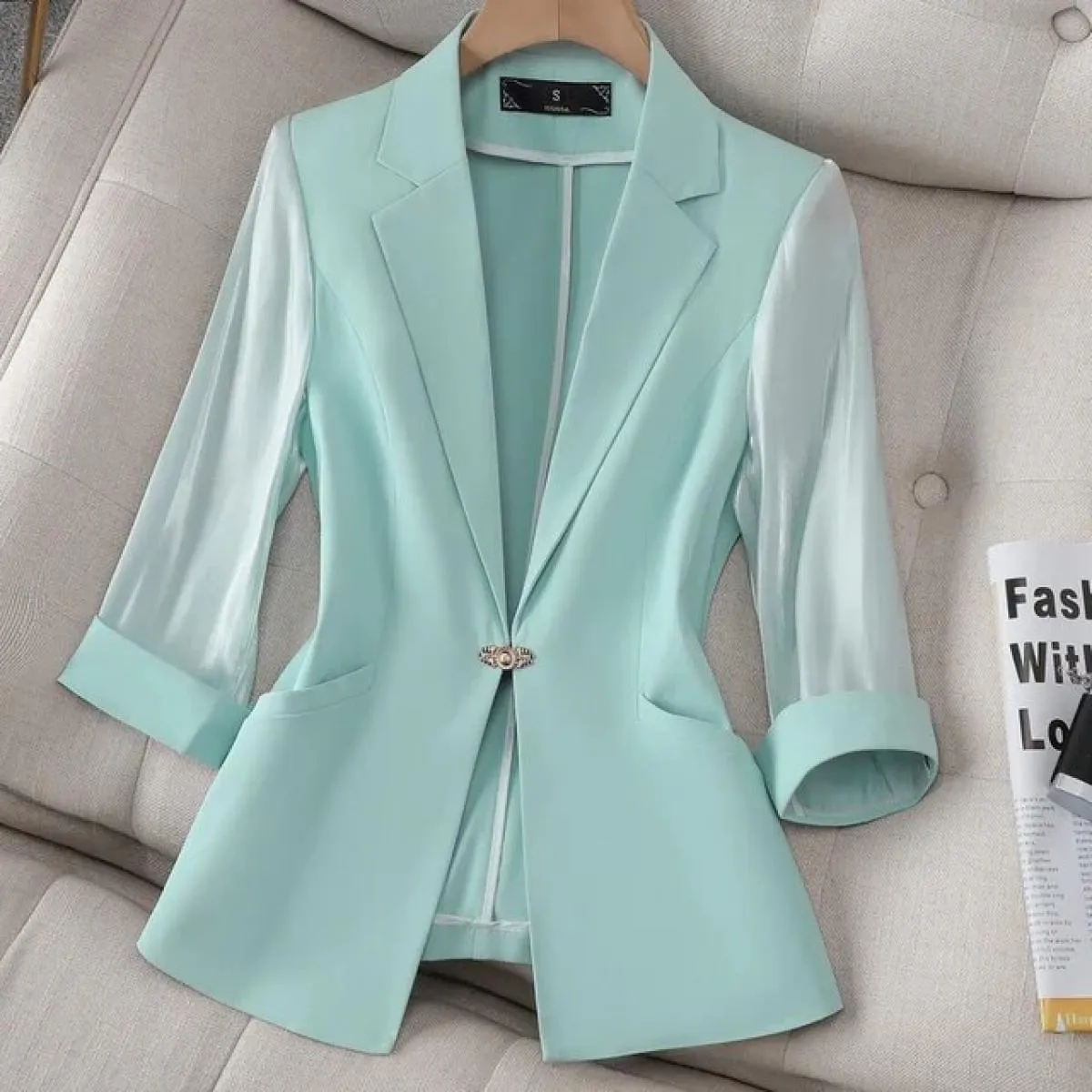 Xfpv Giacca da donna con temperamento casual con maniche a tre quarti patchwork di alta qualità Moda Nuova marea Autunno 2023 S