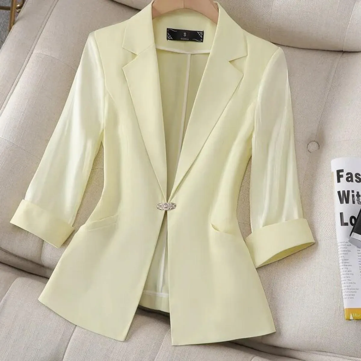 Xfpv Giacca da donna con temperamento casual con maniche a tre quarti patchwork di alta qualità Moda Nuova marea Autunno 2023 S