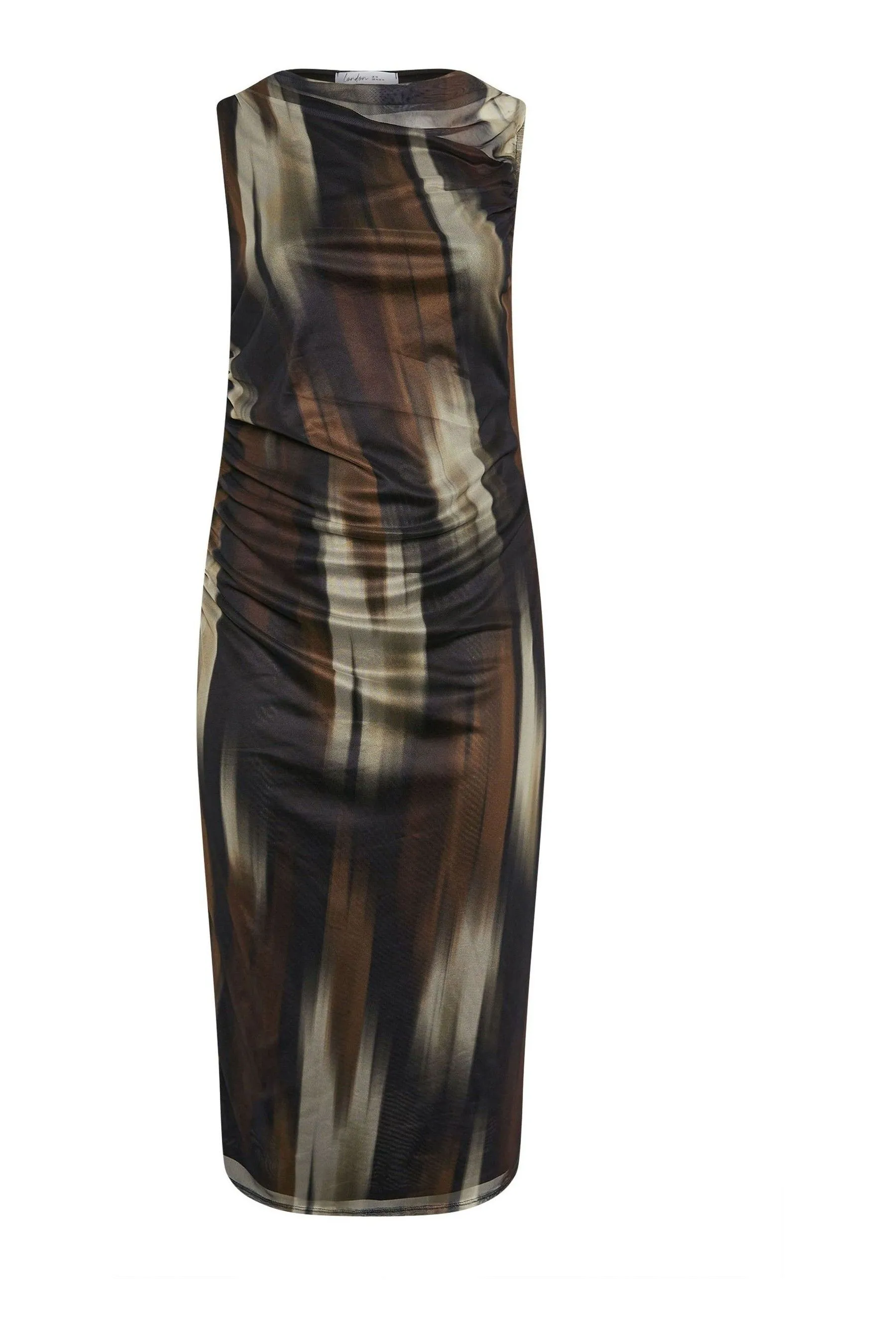 Yours Curve London - Abito astratto con scollo a barchellato