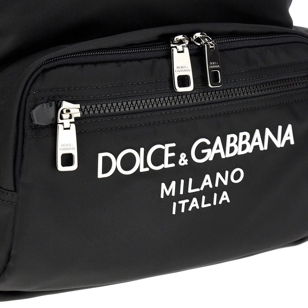 Zaino in nylon con logo gommato
